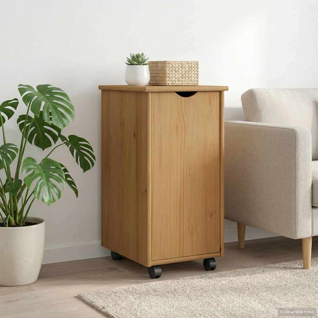 Rollcontainer Honigbraun 34 x 39 x 65,5 cm Massivholz Kiefer