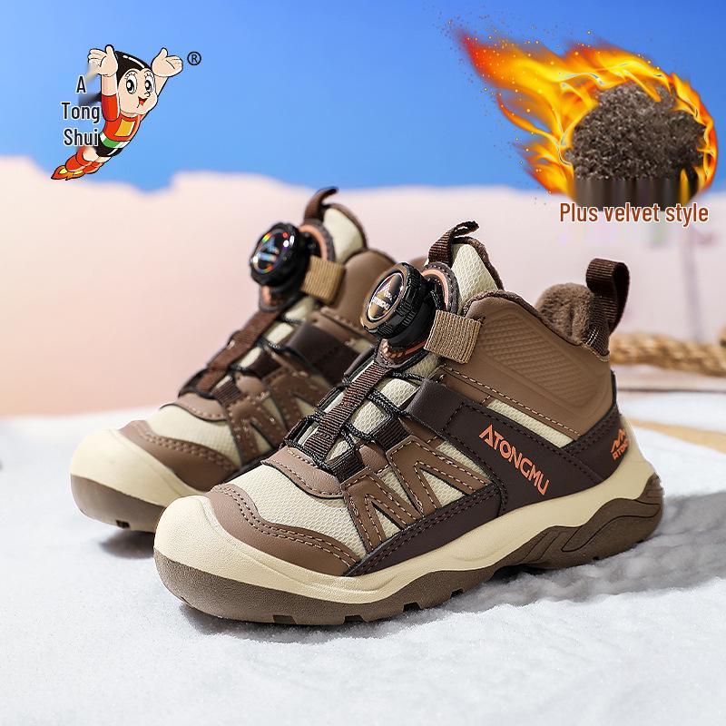 Popular Boys' Snow Boots: Fleece-Lined, Thickened, Non-Slip, Warm Winter Shoes for Children