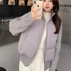 New women's splicing knitted zipper shirt cotton clothes autumn and winter short stand-up neck cotton-padded jacket