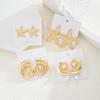 4Pcs Vintage Summer Starfish Conch Earring Set Gold Color Imulated Pearl Stud Drop Earrings for Women Beach Daily Jewelry Gifts