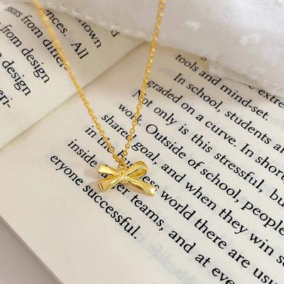 Einfache Schleifenkette, Damenmode Linie, Süßes Mädchen Gefühl Halskette Schmuck