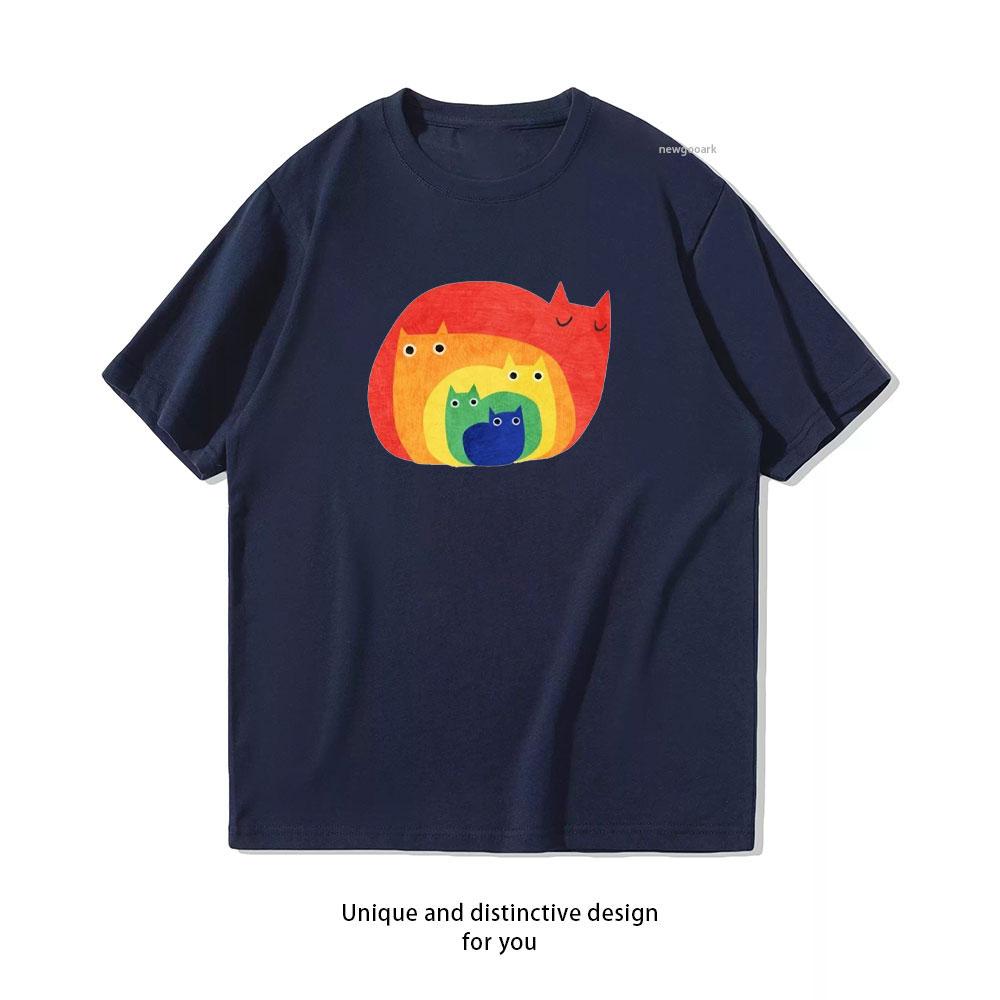 

Rainbow Cat Harmony TShirt woman man Casual cotton graphic t shirts Creative streetwear Classic Oneck shirt 4XL