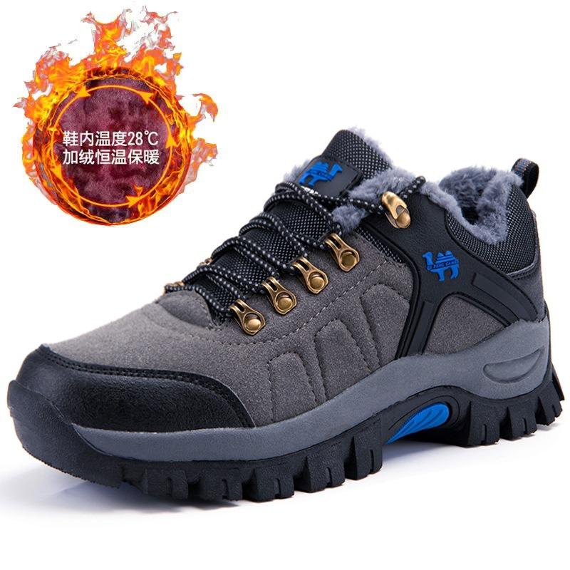 Outdoor Hiking Shoes Sports and Leisure Shoes Hiking Non-slip Waterproof Wear-resistant Travel Shoes Velvet Cotton Shoes Large Size