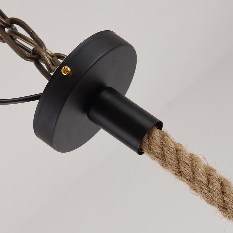 Loft Retro Handmade Hemp Rope Pendant Lights Fixture Iron Vintage Industrial American Cafe Bar Kitchen Indoor Led Hanging