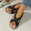 Damen Übergröße Neue Sommer Schnalle Peep Toe Flache Mode Europäisch Amerikanischer Stil Strand Kreuzriemen Sandalen