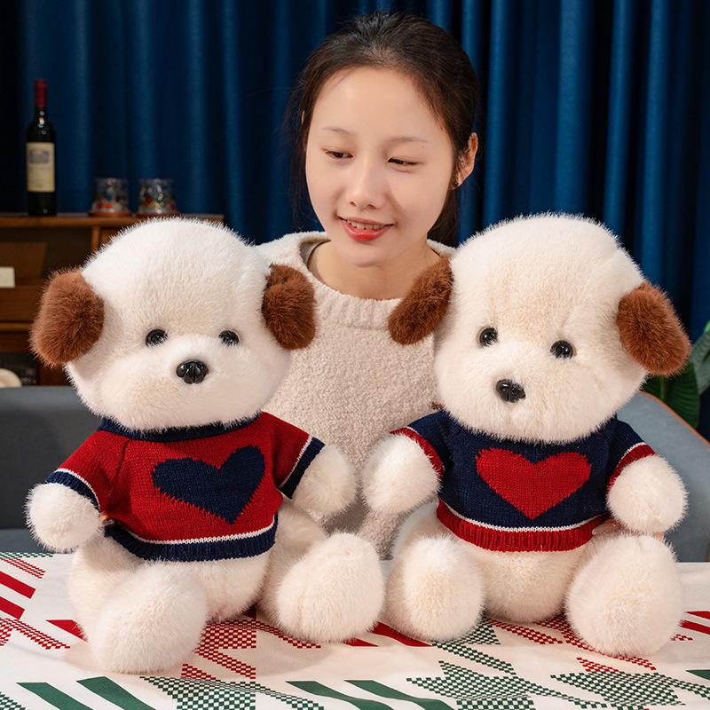 Cute Clothed Teddy Dog Doll Plush Toy Love Puppy Dog Doll Children's Companion Soothing Ragdoll Doll