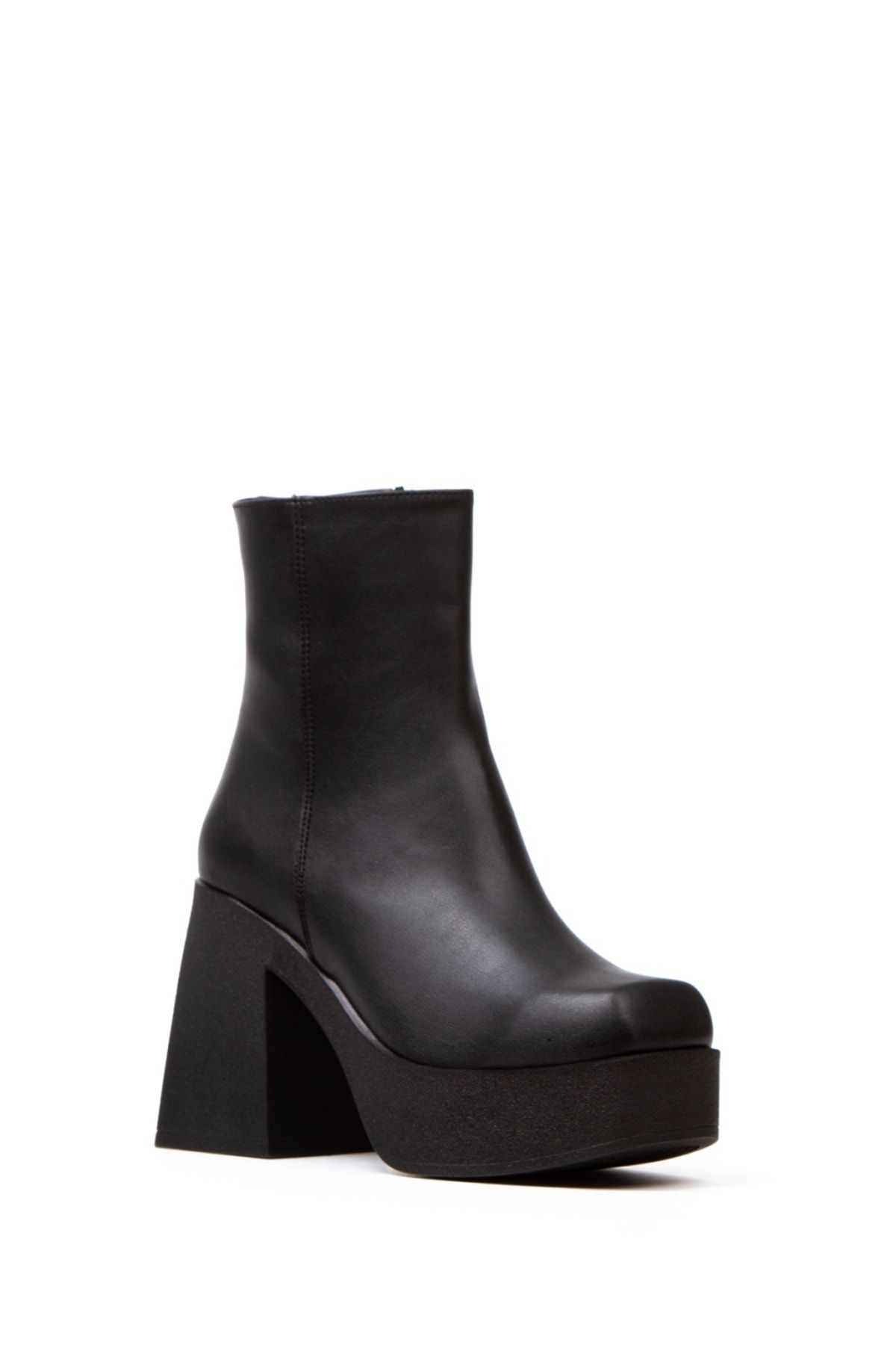 

Women Modern Stylish Fashion Women Black Leather Platform Heeled Boots 36