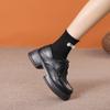 Damen Muffin Loafer mit dicker Sohle Schnürschuhe Höhenerhöhung College-Stil Atmungsaktiv Kleine Lederschuhe Lässige Einzelschuhe