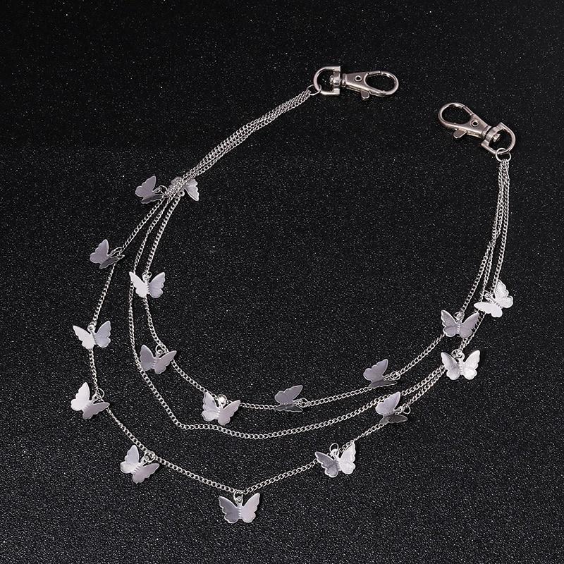 Fashion Punk Street Multi Layer Butterfly HipHop Hook Belt Waist Chain Pants Chain