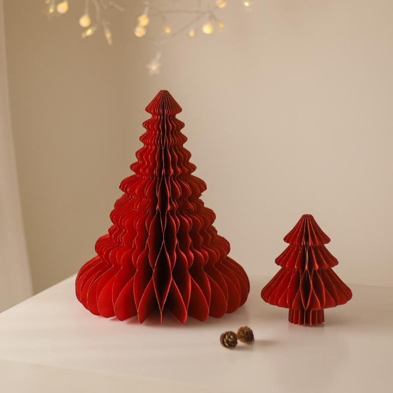 2026 Christmas Tree Honeycomb Ball 3D Folding Christmas Tree Ornament Desktop Decoration  for Xmas Navidad Happy New Year Decor