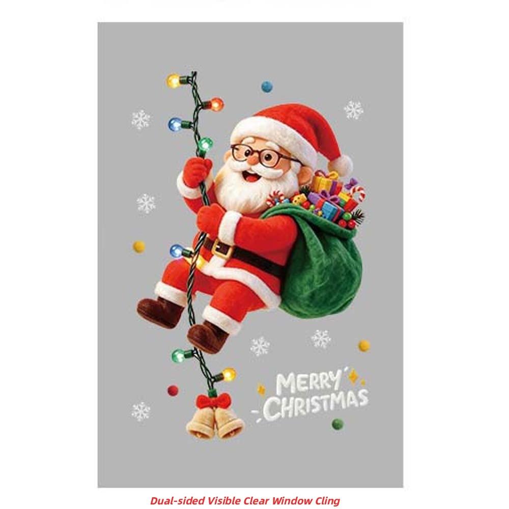 Double Sided Christmas Window Sticker Removable PVC Xmas Tree Mural Winter Celebration