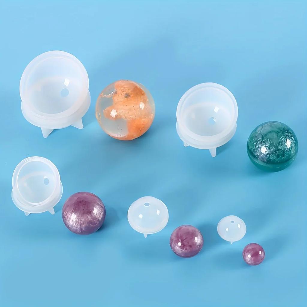 5pcs Spherical silica gel ball mold-used to make unique spherical pendants, ornaments, resin crafts and DIY jewelry.