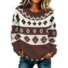Women's Casual Long Sleeve Round Neck Knit Sweater with Geometric Print