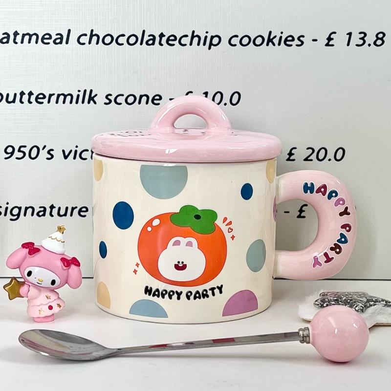 Cute cute pet cat mug girls high-value ceramic cup with lid girls girlfriends practical birthday gift