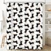 Vibrant Black White Dachshund Pattern Shower Curtain for Bathroom Decor Modern Home Accessory with Hook Rings Set Size: 72x72''