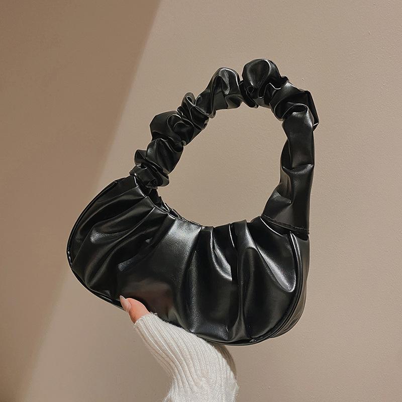 Cartoon Solid Color Pleated Cloud Bag Minimalist Women's Underarm Bag Kawaii Girl Fashion Versatile Handbag  Gifts