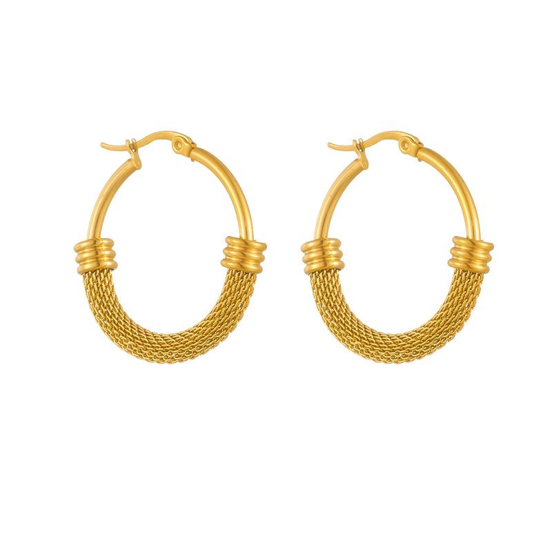Gold Mesh Hoop Earrings for Women