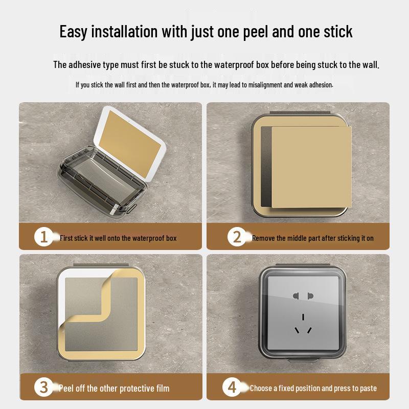 Type 86 Waterproof Bathroom Switch Socket Cover - Transparent Adhesive Splash Box for Power Protection