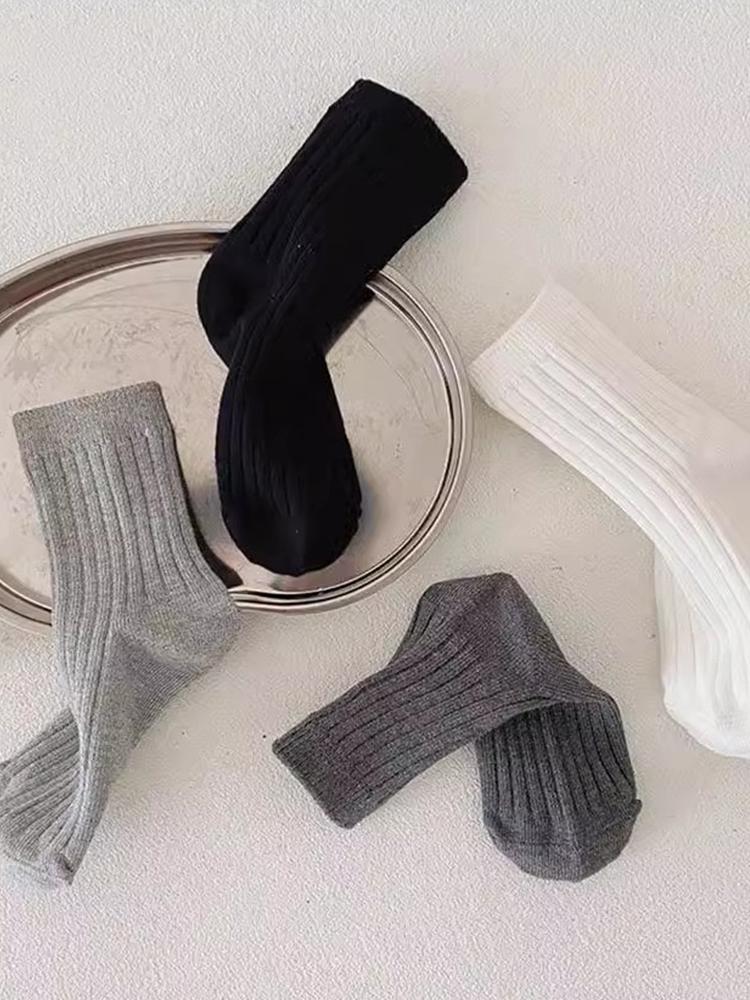 5/4 Pairs Color Solid Children Boys Socks Selected Fabric High Resilience Cotton Casual Crew Sports Half Socks For Kids Boys