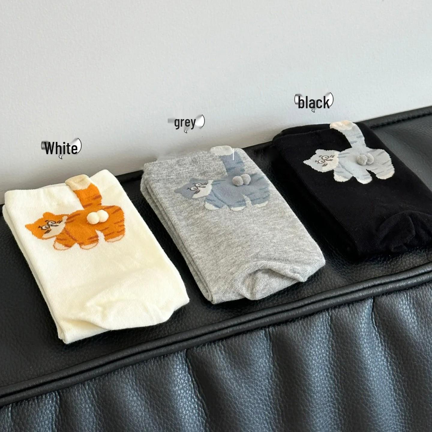 

Милые 3D мультяшные носки с котятами: Женские летние носки до середины икры с дизайном в виде маленьких шариков и забавным яичным узором. One Size [35-40] чёрный