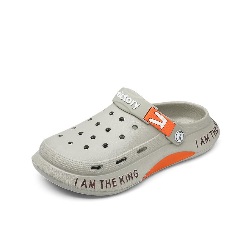 Trendy Hole Shoes, Stepping On Shit, Men Wear Thick-Soled Bag Head Slippers, Outdoor Casual Beach Sandals