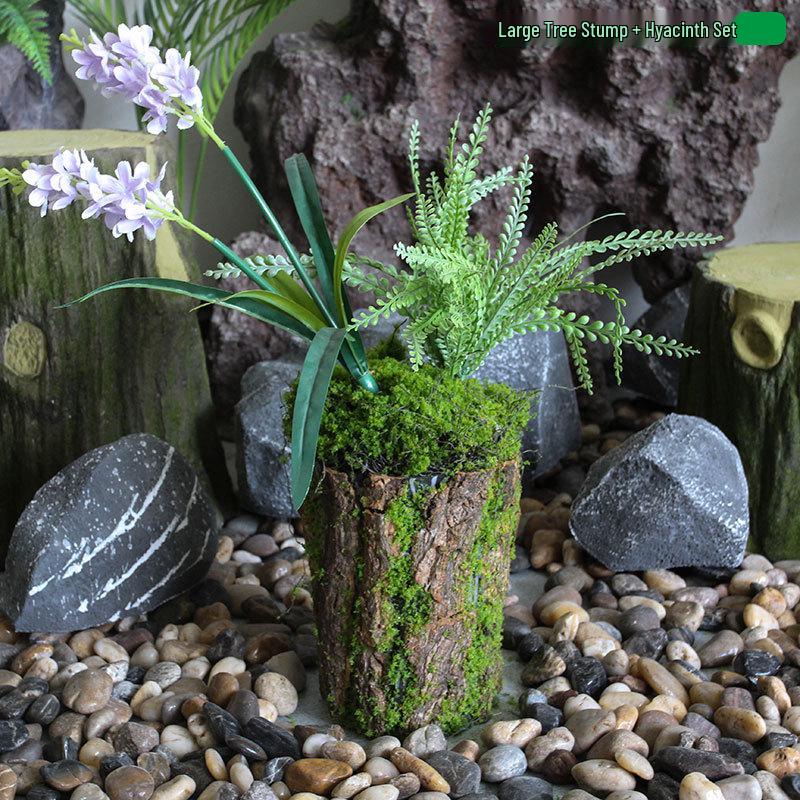 Forest Style Artificial Tree Stump with Moss Bark - Kindergarten and Country Style Decorative Ornament, Perfect for Landscaping or Inserting Flowers.
