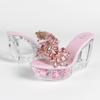 10.5CM 2026 New Round Toe Crystal Shoes, Transparent Chunky Super High Heels, Sexy Car Model Nightclub Footwear LFD-1108WG-H58