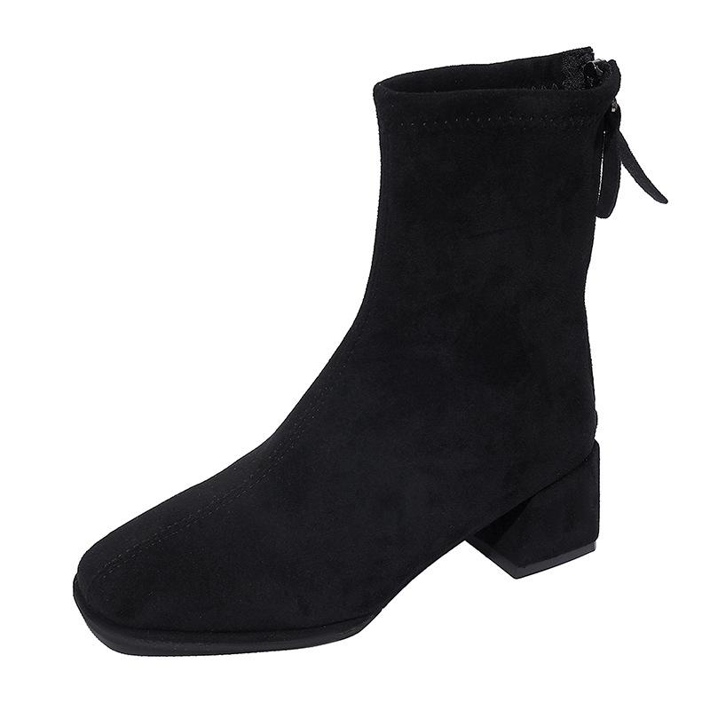 Koreanischer Wildleder-Stiletto-Kurzstiefel 2025 Herbst und Winter neu Stiletto eckige Spitze dünne kleine nackte Stiefel Stiletto eckige Spitze Kurzstiefel Damen