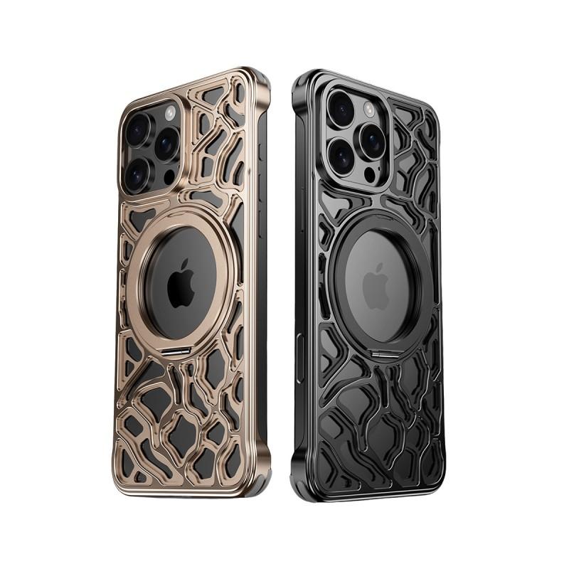 Metal Magnetic Phone Case IPhone 16 Pro Max 15 With Design Heat Dissipation Hard Shell