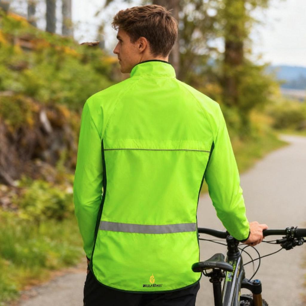 Wosawe Men's Reflective Cycling Windproof Waterproof Breathable Sports Long Sleeve Cycling Windbreaker Jacket