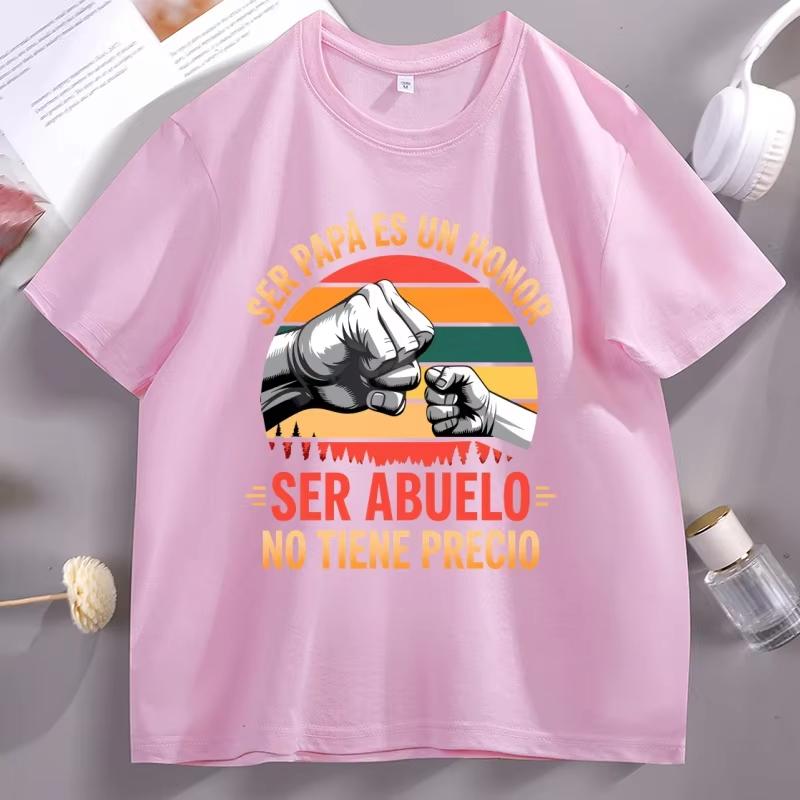 Ser Papa Es Un Honor TShirts Spanish Grandfather T Shirt Retro Grandpa Tshirt Casual pure Cotton Short Sleeve Round Neck Tees