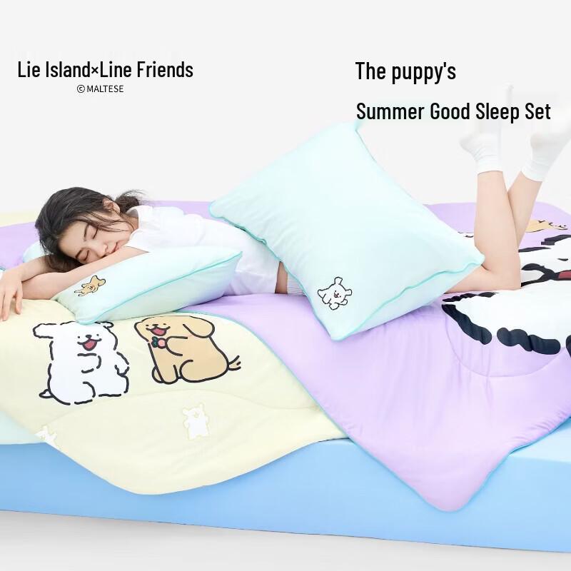 Tangdao Line Dog Summer Quilt 4-Piece Bedding Set
