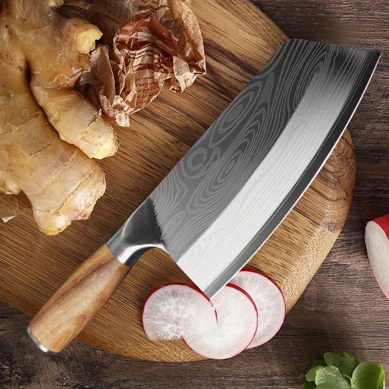 Stainless Steel Boning Knife Kitchen Chef Knife Filleting Knives Santoku Meat Cleaver Knife with Laser Damascus Pattern Household Kitchen Knife
