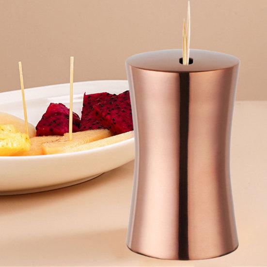 Toothpick Holder Large Capacity Dustproof Moistureproof Stainless Steel Mini Dining Table Toothpick Dispenser Container Kitchen Gadget