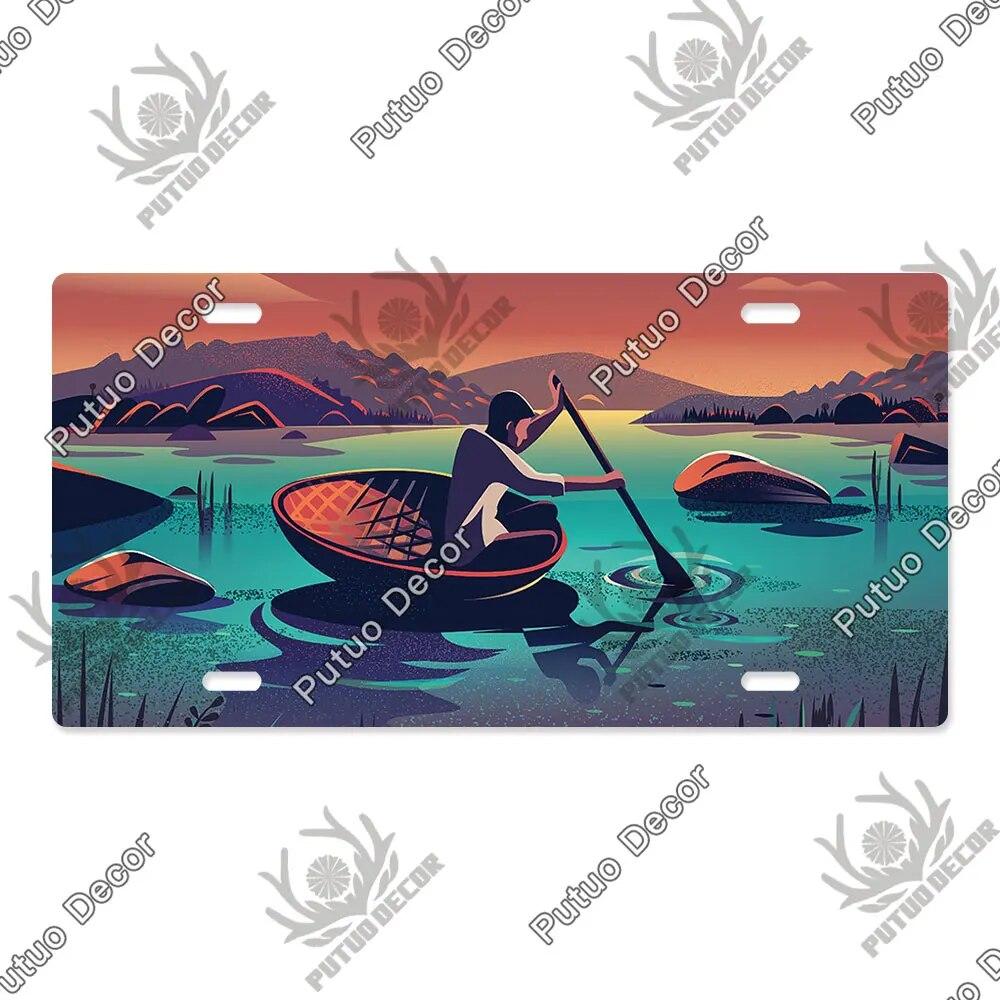 Putuo Decor Ilustrace SPZ Plechová cedule Plaketa Kovová dekorativní deska do auta Dveře do obývacího pokoje Domácí nástěnná dekorace