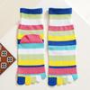 Calzini a strisce arcobaleno a tubo medio per donne e ragazze, casual, traspiranti, a cinque dita separate, per corsa e sport