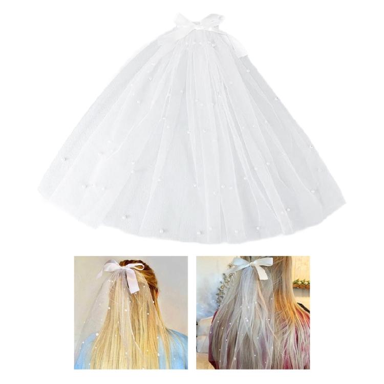 Girls Pearls Bridal Veils for Girls Studded Pearls Bridal Veils Detail for Evening Dinner Dress Stylish Outfits