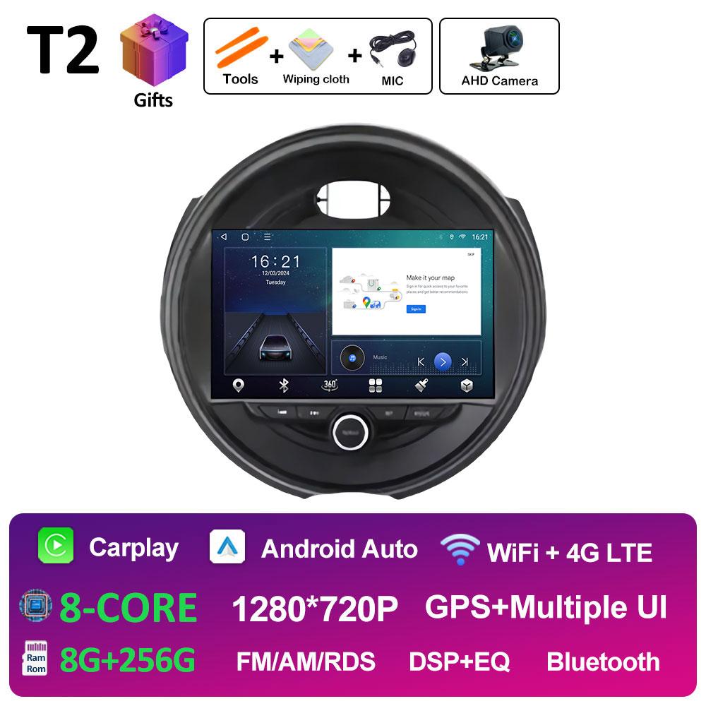 For BMW Mini Cooper Car Multimedia Audio Video Player Android OS Wireless Carplay DSP Stereo QLED IPS Screen Bluetooth Head Unit
