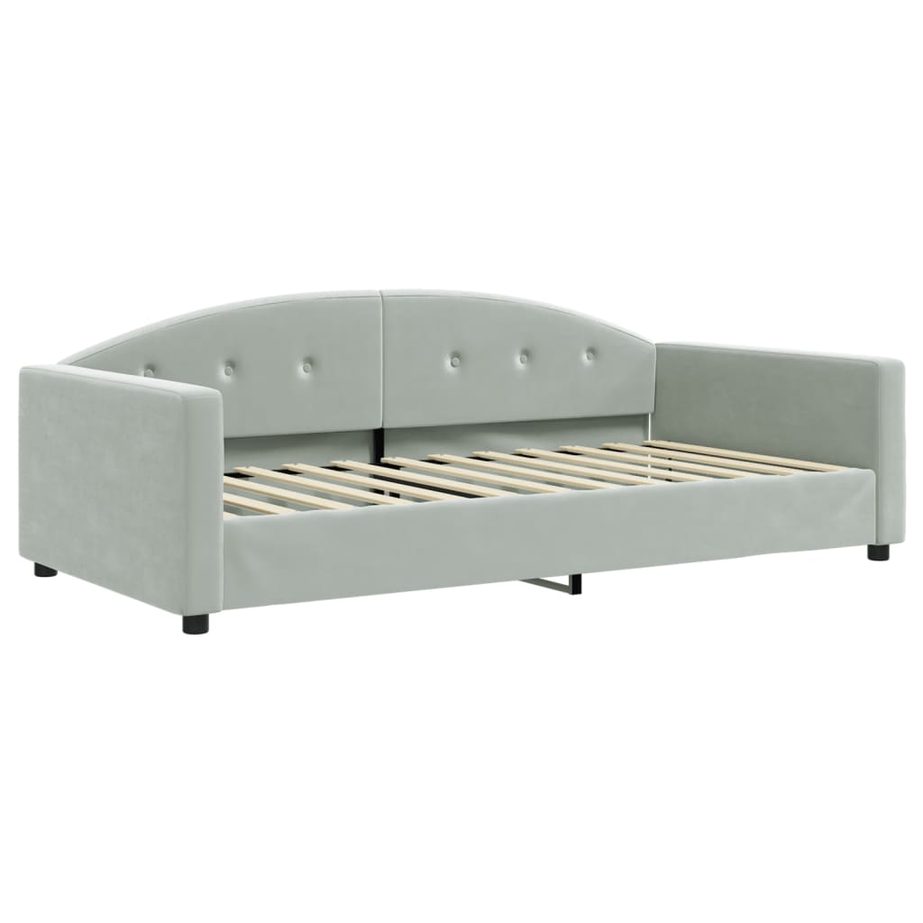 Pull Out Daybed Light Grey 100x200 cm Velvet