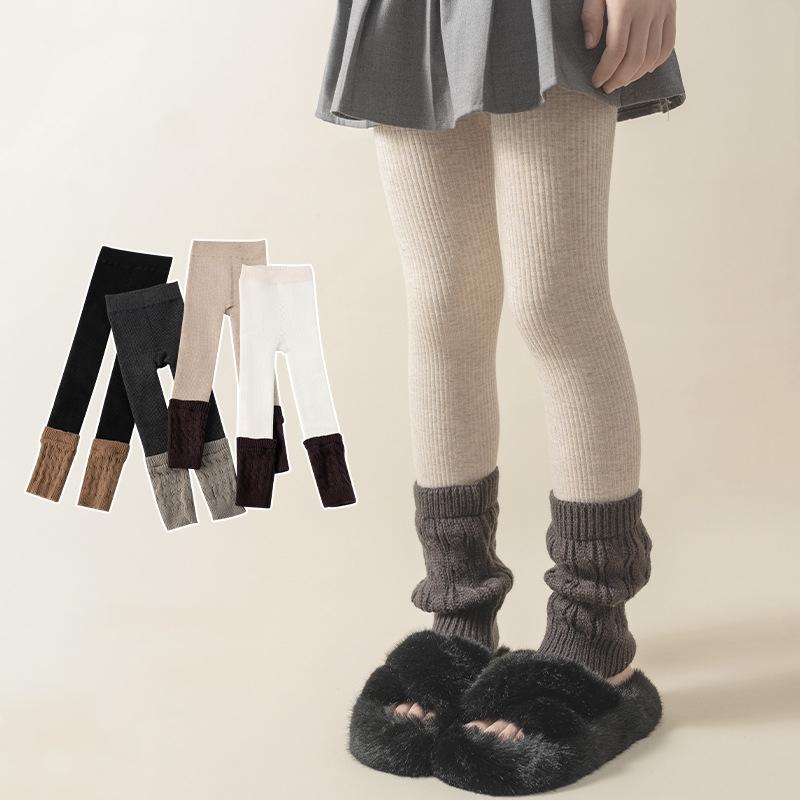 Baby Leggings Girl's Pant Autumn Winter Cashmere Baby Patchwork Stitching Leggings Fashion Fine Warm Cashmere Casual Pants