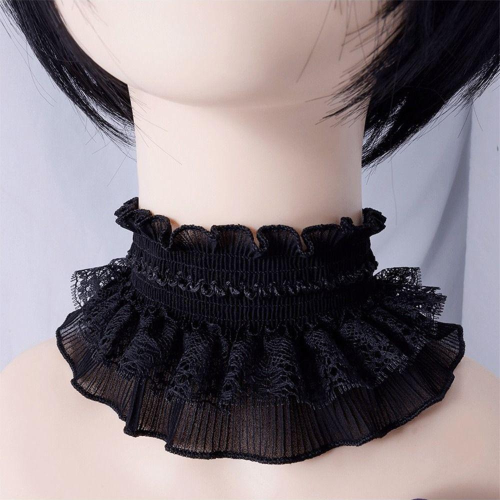 New Ruffled Edge Fake Collar Detachable Black White Cloak Scarf False Collar Women Girls