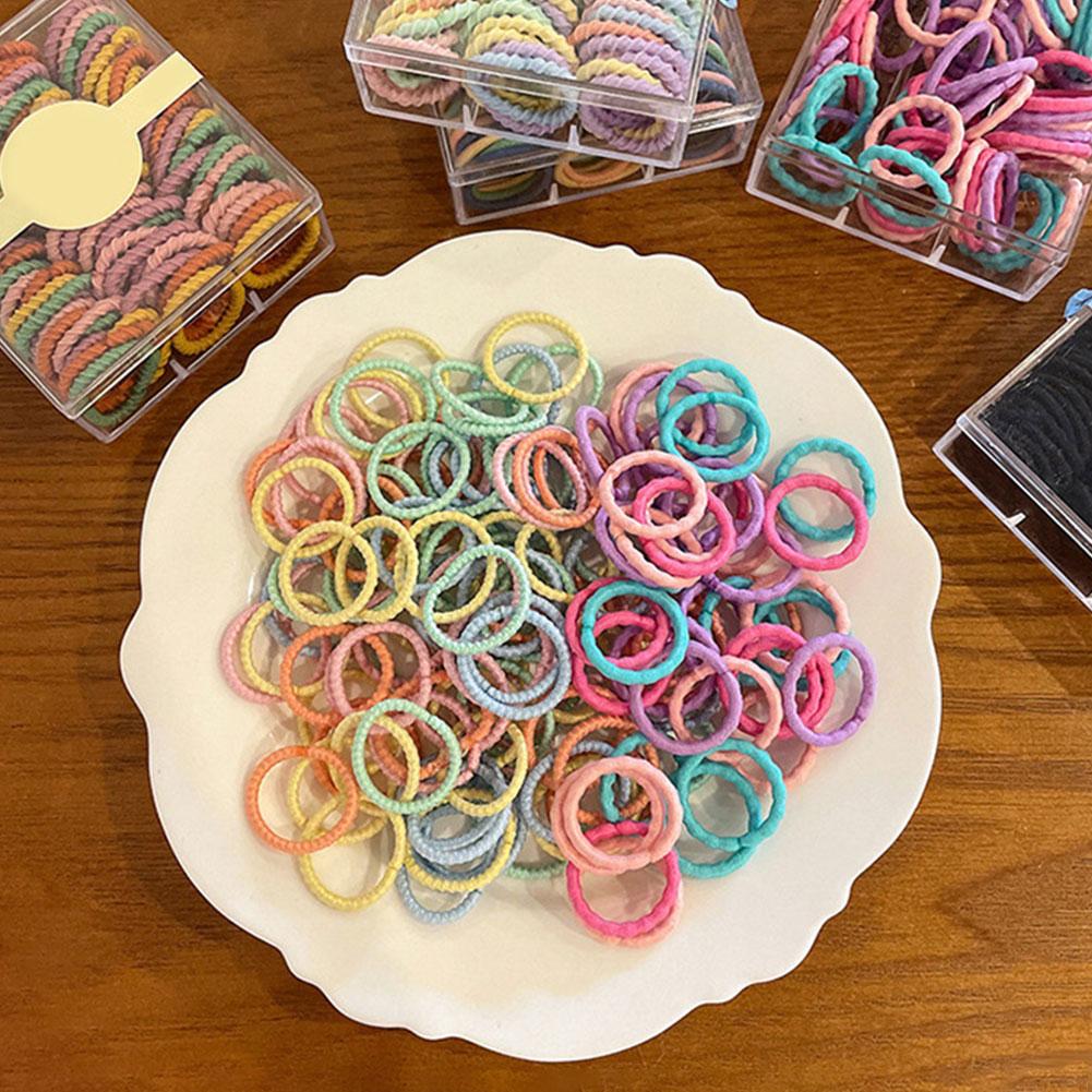 100Pcs/Lot Cute Girls Hair Accessories Rubber Hair Bands Fashion Colorful Elastic Hair Ties Rubber Bands Daily Festival Gifts