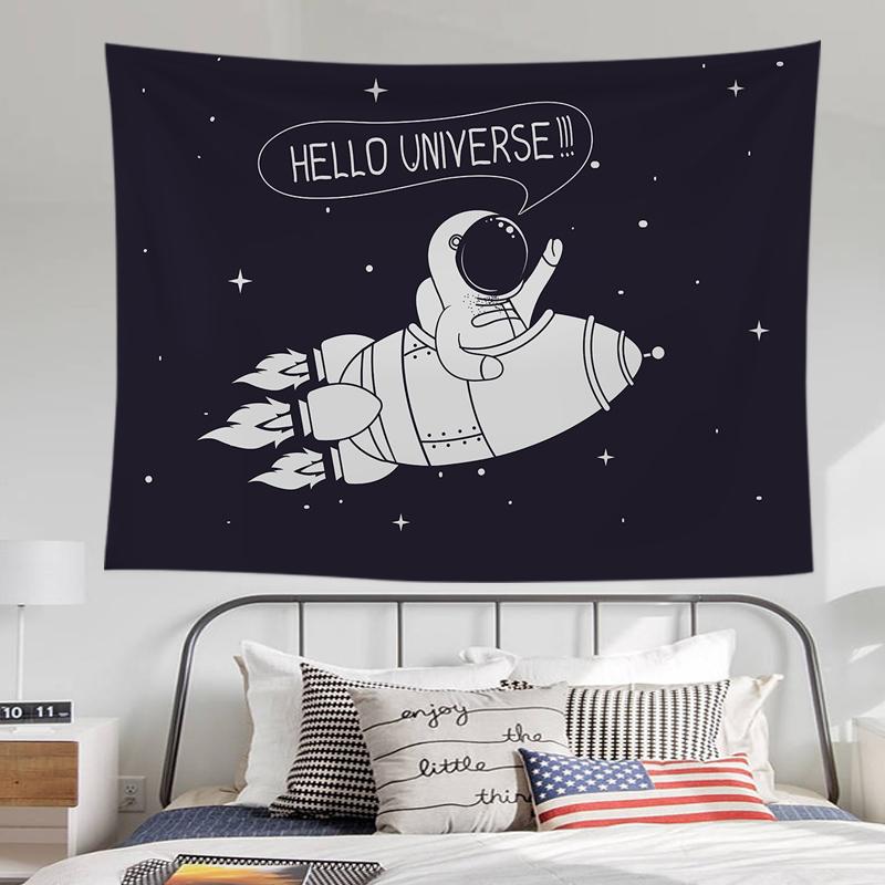 

Psychedelic Spaceman Astronaut Wall Hanging Tapestry Polyester Printed Tapestries Children Bedroom Background Decor Wall Carpet 74x94cm(29x37in)