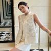 Women's Vest Beaded Chinese Sequins Loose Single Breasted Vest Spring Coat High End Embroidery Early Spring Fashion Coat