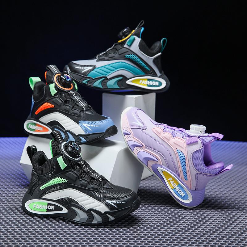 Girls' middle-aged and older children's basketball shoes, light boys' sports shoes, 2025 new spring leather children's sports shoes