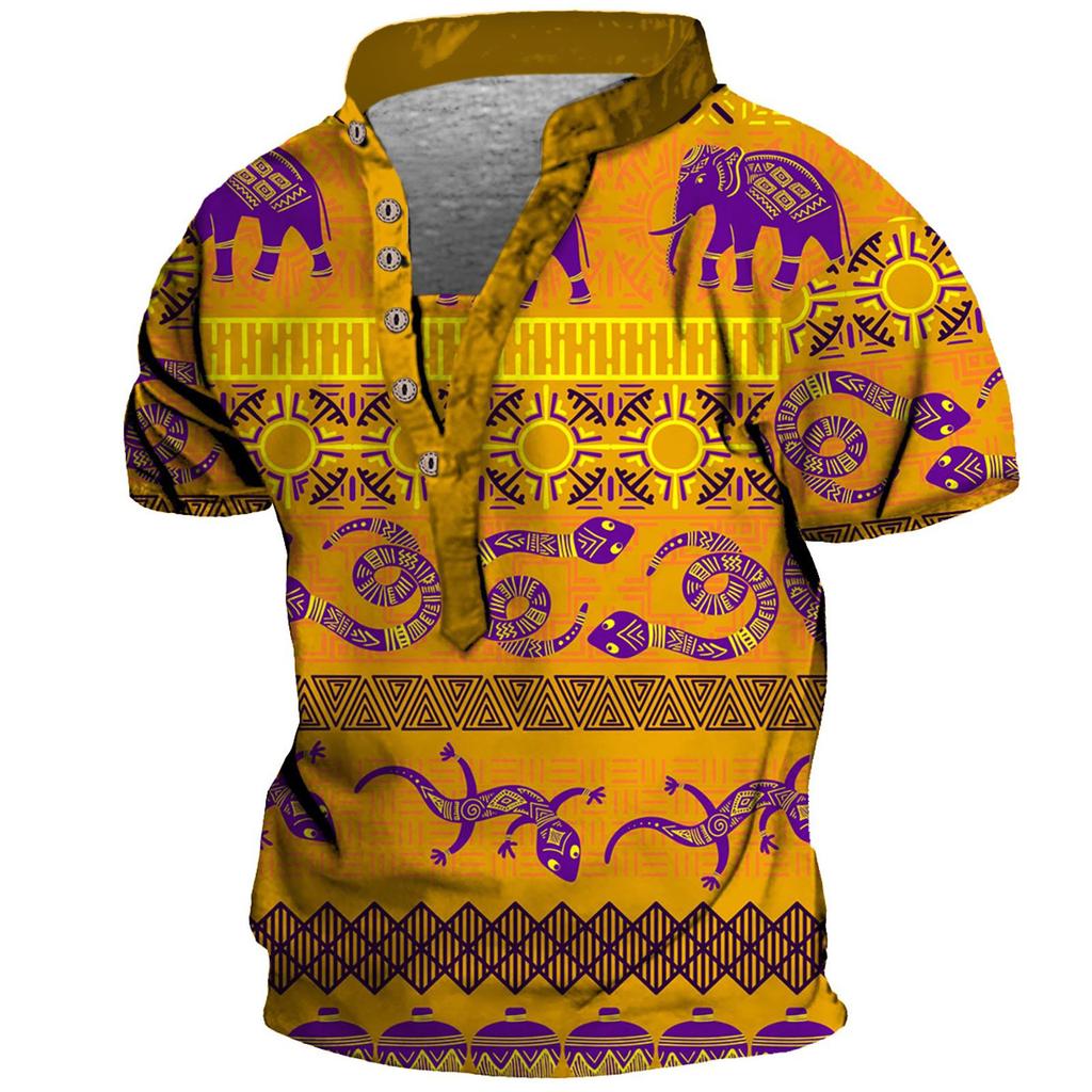 Evropské a americké pánské vintage topy s krátkým rukávem s digitálním potiskem