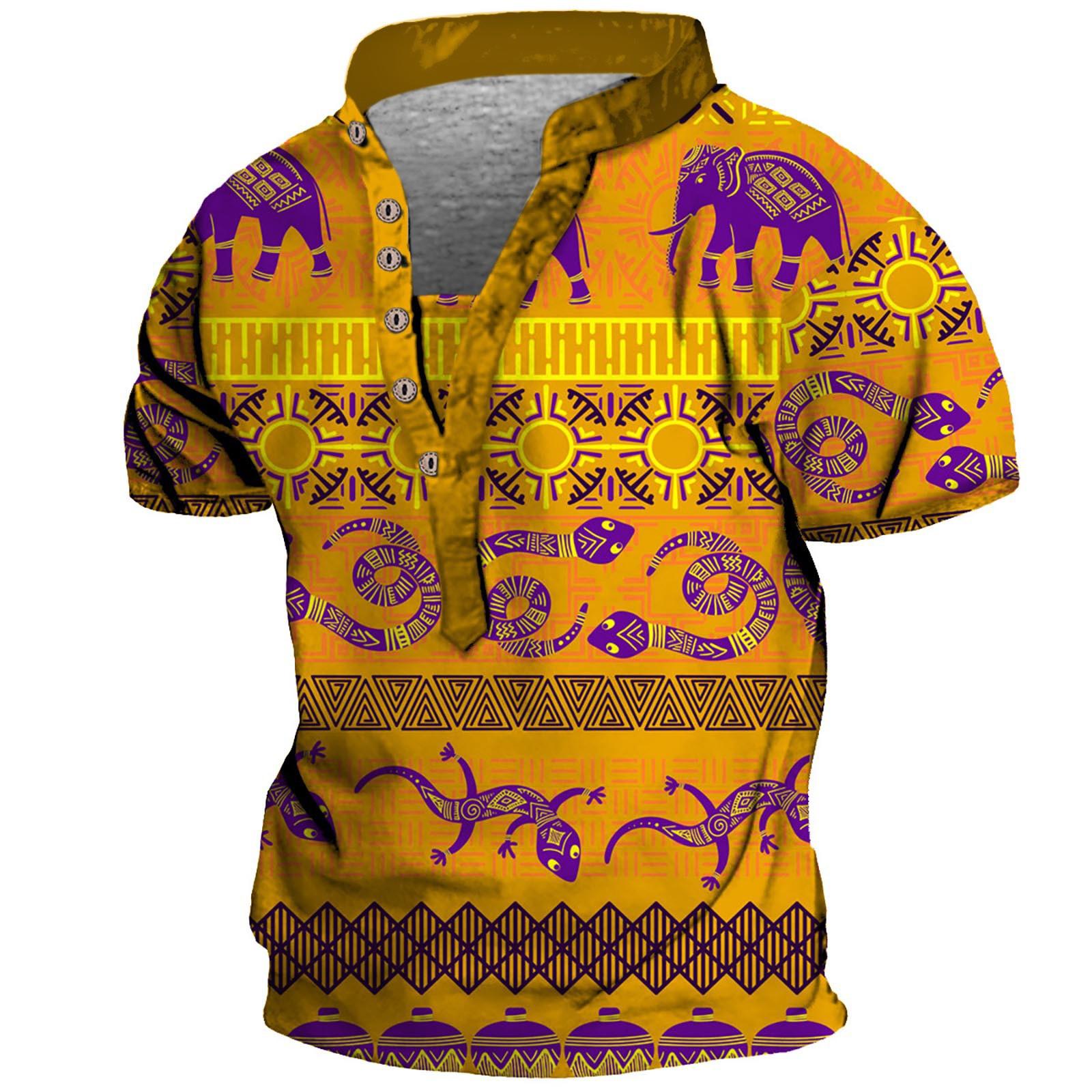 

Европейские и американские мужские винтажные топы с цифровой печатью и короткими рукавами XXXL жёлтый