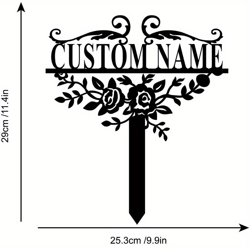 Custom Metal Garden Plaque, Personalized Garden Sign, Floral Garden Spike, Outdoor Address Marker, Wall Art