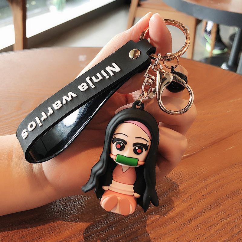 Adorable Demon Slayer Anime Figurine Metal Keychain Cute Car Key Accessory