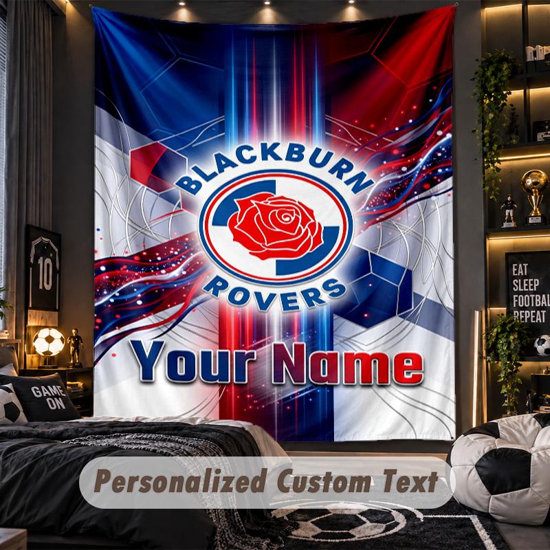 TapestryBlackburn Rovers Football Custom Name Text Personalized Wall Hanging Tapestry Home Wall Decor